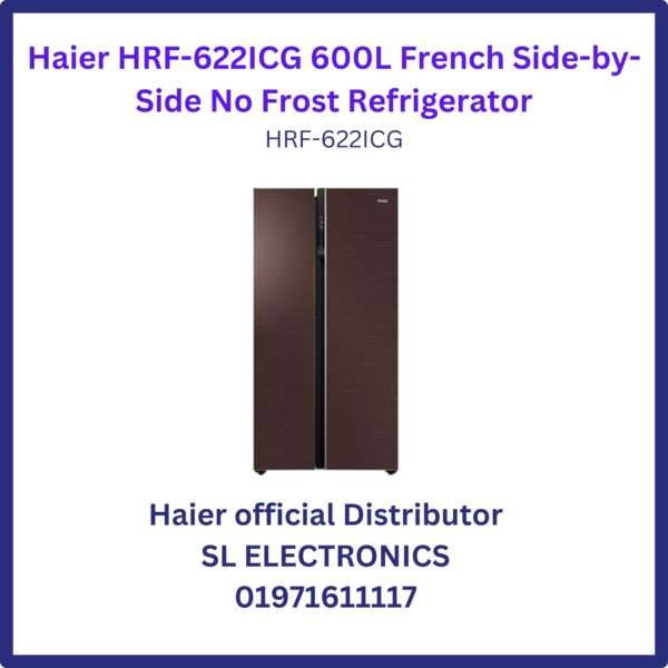 Haier HRF-622ICG 600L French Side-by-Side No Frost Refrigerator